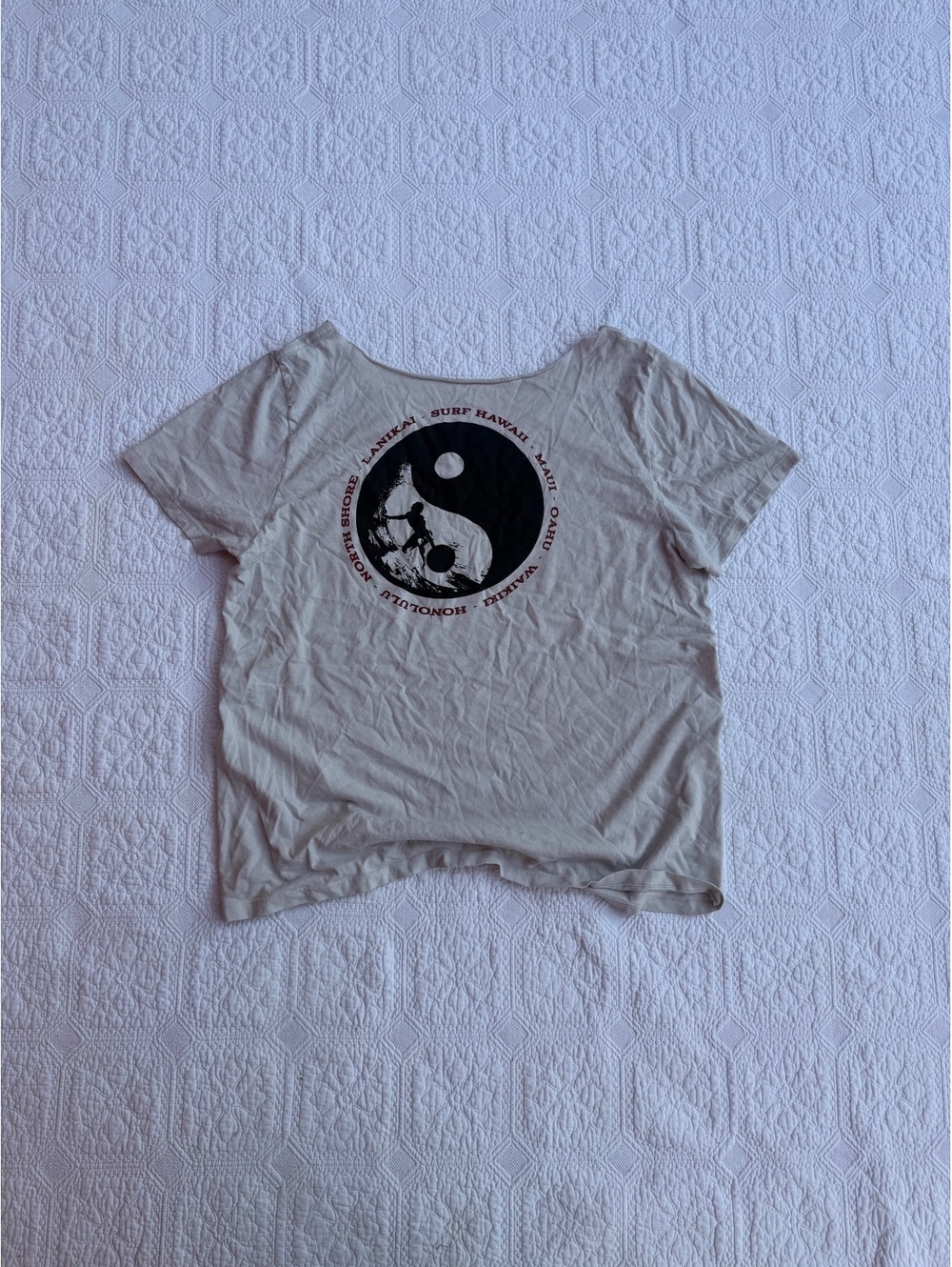 J.Galt Brandy Melville Short Sleeve T-Shirt with Yin Yang Surf Graphic one size
